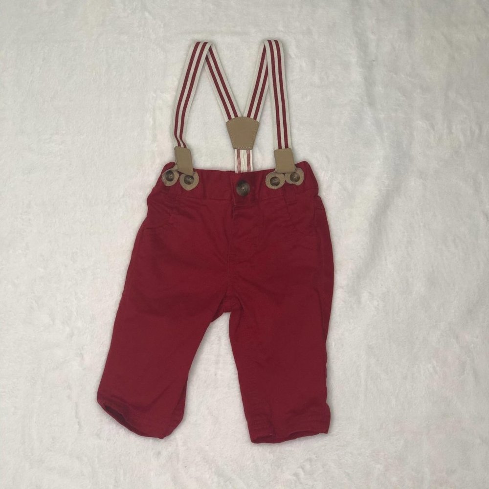Cat & Jack Baby Newborn NB Pants Suspenders Red